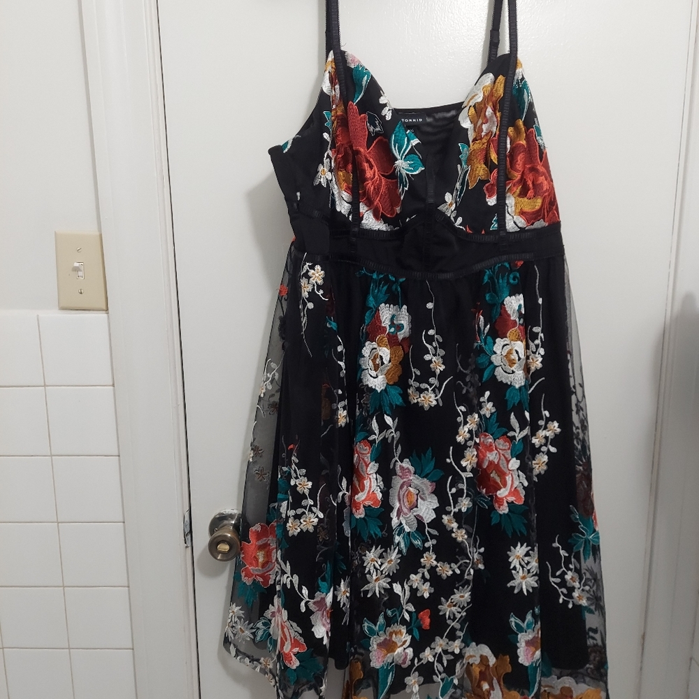 Flower stitch work dress